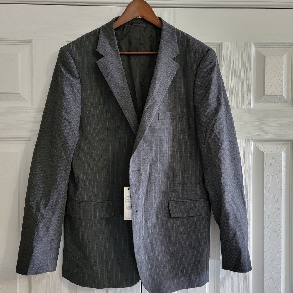*NWT* Theory Waldorf Charcoal Stripe Two Button Coat Blazer Jacket, 44 Regular - Picture 9 of 10